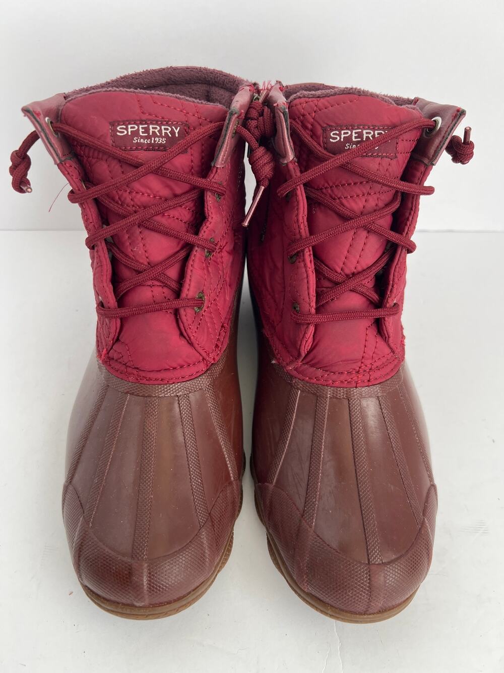 Sperry Top-Sider Saltwater Burgundy Quilted Waterproof Duck Boots Womens 8M